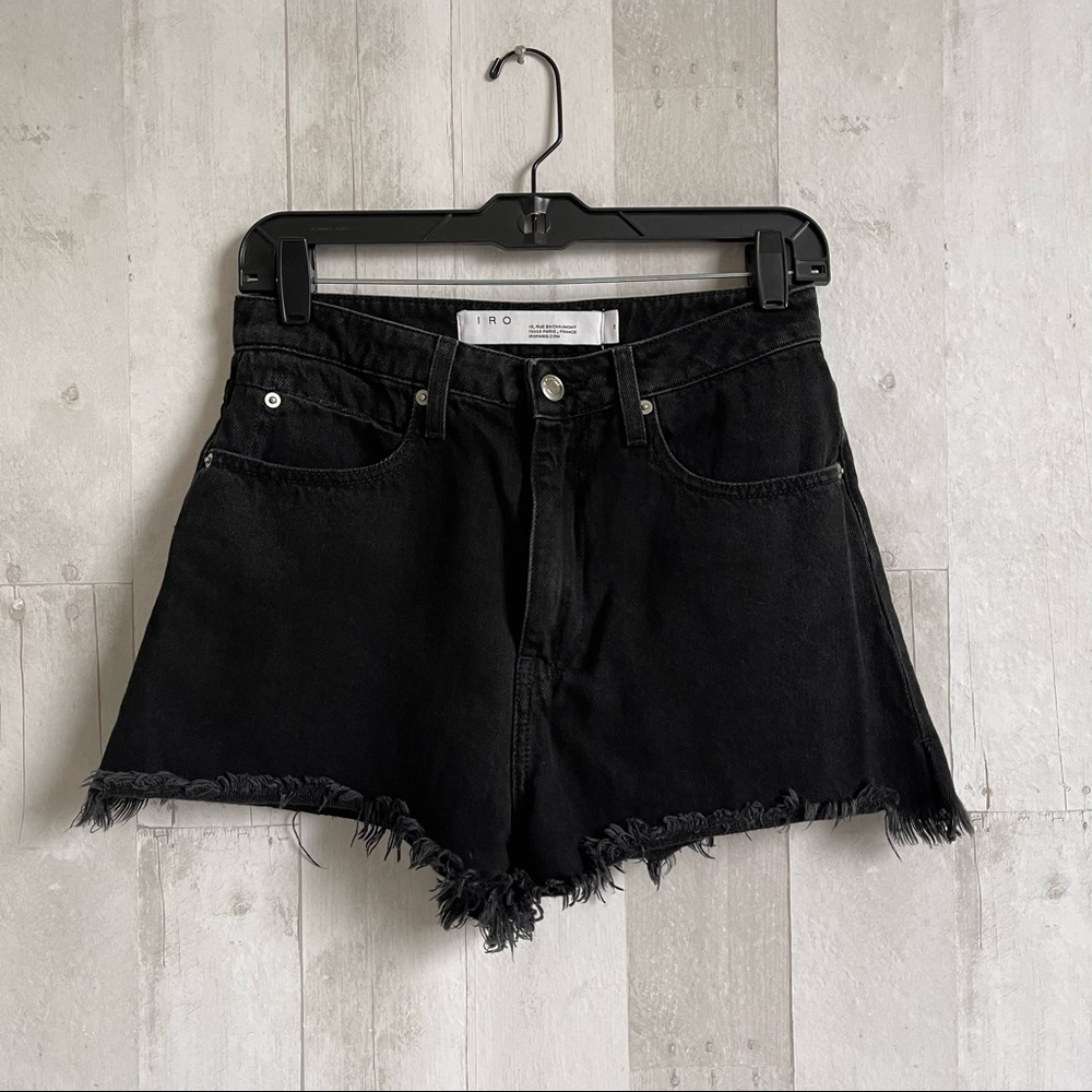 IRO PARIS high waisted shorts black wash distressed